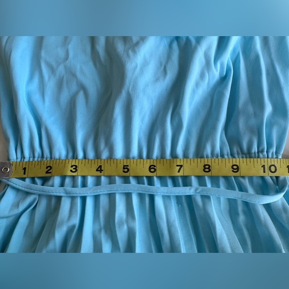 Vintage 70s Miss Hart California Blue Peasant Prairie Victorian Lace dress *Flaw - Picture 9 of 14